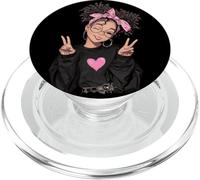 Linda Chica Signo de Paz Pelo Rizado Divertido gráfico juguetón Trippy PopSockets PopGrip para MagSafe