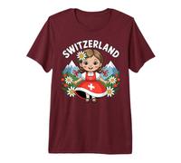 Linda Chica Suiza en Vestido Tradicional para niños Camiseta Premium