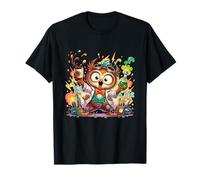 Linda Ciencia Búho Científico Loco Laboratorio de Qu Camiseta