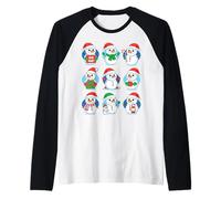 Linda colección de vacaciones de snowman de dibujos animados Camiseta Manga Raglan