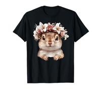 Linda corona de flores de ardilla Camiseta