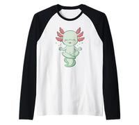Linda Criatura Marina meditando Arte Relajación Camiseta Manga Raglan