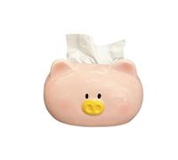 Linda cubierta de caja de pañuelos de cerdo de cerámica, soporte for caja de pañuelos de cerdo de dibujos animados, estuche de almacenamiento de pañuelos de cerdo 3D(Yellow)