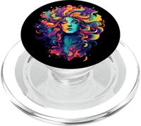 Linda dama colorida. Obra de arte facial y de pelo pastel PopSockets PopGrip para MagSafe