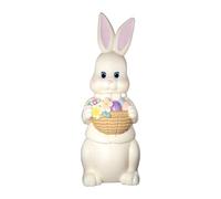 Linda Easter Bunny - Figura decorativa de conejo de primavera, tamaño pequeño con diseño adorable, resina material con acabado a prueba de agua, categoría de decoración para el hogar con estilo