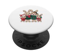 Linda Escena navideña de la Familia del Conejo de Navidad PopSockets PopGrip Adhesivo