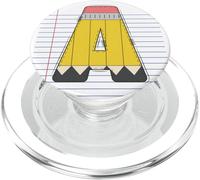 Linda Escuela Amarilla Lápiz Alfabeto Letra A Regreso PopSockets PopGrip para MagSafe