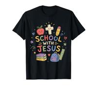 Linda Escuela Cristiana con Jesús Maestro Estudiante Camiseta