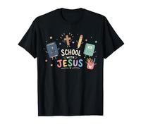 Linda Escuela Cristiana con Jesús Volver a la Escuela F Camiseta
