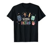 Linda Escuela Cristiana con Jesús Volver a la Escuela F Camiseta gráfica económica