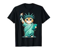 Linda Estatua de Gato Kawaii de la Libertad I Love New York NYC Camiseta