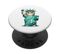 Linda Estatua de Gato Kawaii de la Libertad I Love New York NYC PopSockets PopGrip Adhesivo