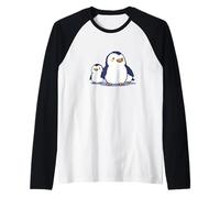 Linda familia de pingüinos | Adorables pingüinos de dibujos animados de Camiseta Manga Raglan