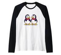 Linda familia de pingüinos | Adorables pingüinos de dibujos animados de Camiseta Manga Raglan