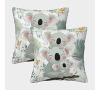 Linda familia Koala - ilustración de animales de dibujos animados Fundas Cojines Para Sofá 2 Piezas arte Funda De Almohada Throw Cojín Decoración Almohadon Cubre De Estar Sofás Jardín 50x50cm