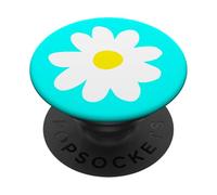 Linda Flor De Margarita Azul Floral Blanco Mínimo PopSockets PopGrip Adhesivo