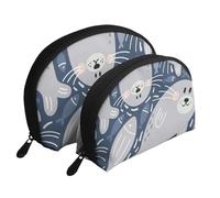 Linda Foca, Bolsa de Maquillaje de Concha, Monedero pequeño para Mujer, Bolsa de artículos de tocador, Bolsa de cosméticos, 2 Piezas