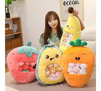 Linda Fresa, Plátano, Aguacate, Zanahoria, Fruta Rellena, Juguete Vegetal, Almohada, Patrón de Refrigerio, para Adolescentes y Niñas, Felpa Suave y Esponjosa Extraíble para Decoración del