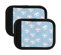 Linda funda de asa de equipaje con diseño floral de gato blanco para veliz, funda de tela de buceo suave con bolsillo para tarjetas de nombre, fácil, Lindo gato blanco floral azul, one sizex2