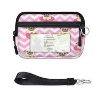 Linda funda para tarjetas con cremallera para mujeres y hombres, con ventana de identificación, bonita cartera de dona de bulldog, portátil, ligera, pequeña, con cremallera, organizador de tarjetas de