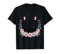 Linda gata Mom Floral Style Minimalista Kitty Lover para Camiseta
