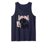 Linda gata Mom Floral Style Minimalista Kitty Lover para Camiseta sin Mangas