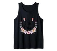 Linda gata Mom Floral Style Minimalista Kitty Lover para Camiseta sin Mangas