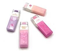 Linda goma de borrar, 4 gomas de borrar con recogedor de escombros para escribir, dibujar, suministros escolares de oficina (flor de cerezo)