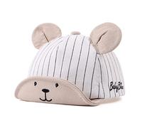 Linda Gorra de Beisbol con Oso Bebe Primavera Verano Sombrero para Niños de Algodón Sun Cap Niño Niña 3 a 18 Meses (Blanc Rayé Ours, 6 à 24 Mois)