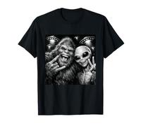 Linda Gran Sonrisa Bigfoot Alien Selfie Divertido Clásico Conspiración Camiseta