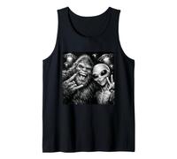 Linda Gran Sonrisa Bigfoot Alien Selfie Divertido Clásico Conspiración Camiseta sin Mangas