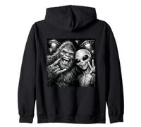 Linda Gran Sonrisa Bigfoot Alien Selfie Divertido Clásico Conspiración Sudadera con Capucha