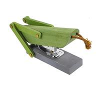 Linda grapadora mini grapadora de dibujos animados de madera saltamontes de madera verde decoración de escritorio engrapadora con forma de animal