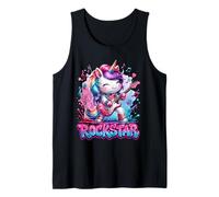 Linda Guitarra de Estrella de Rock Unicornio Cantante de música Rockin Camiseta sin Mangas