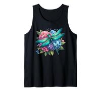 Linda Hortensia Armonía Libélula Acuarela Ver Camiseta sin Mangas