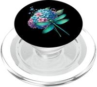 Linda Hortensia Armonía Libélula Acuarela Ver PopSockets PopGrip para MagSafe