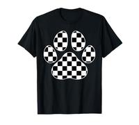 Linda huella de pata a cuadros Amante de perros a cuadros Camiseta
