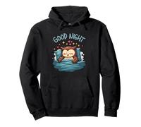 Linda ilustración de búho soñoliento Buenas Noches Hora de Dormir Sudadera con Capucha