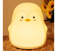 Linda lámpara de noche de pingüino con 7 colores cambiantes, luces nocturnas recargables por USB, lámpara de ballena, regalo kawaii para bebés