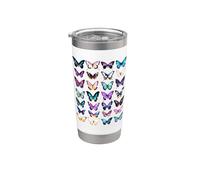 Linda lavanda mariposa niñas Whimsy Nature Vaso térmico de acero inoxidable de doble pared
