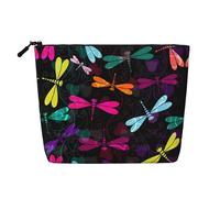 Linda libélula versátil bolsa de aseo de viaje, bolsa de maquillaje de cáñamo falso, multiusos, organizador de accesorios cosméticos, Black, Talla única