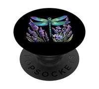 Linda libélula y flor de lavanda acuarela verano PopSockets PopGrip Adhesivo