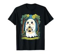 Linda Linterna Fantasma en Bosque Escena Nocturna de Halloween Camiseta