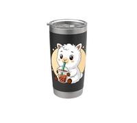 Linda Llama Kawaii Anime Bebiendo Té Burbuja Niña Niños Vaso térmico de acero inoxidable de doble pared