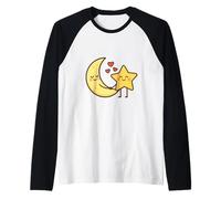 Linda Luna y Estrella tomados de la Mano Camiseta Manga Raglan