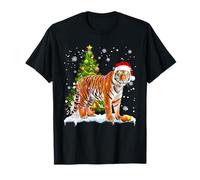 Linda luz de Navidad Tigre Divertido Amante del Tigre Camiseta