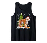 Linda luz de Navidad Tigre Divertido Amante del Tigre Camiseta sin Mangas