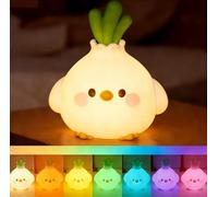 Linda luz nocturna con forma de pájaro de ajo, lámpara LED de noche de animales, iluminación de 7 colores, lámpara pequeña portátil para decoración de escritorio, regalos divertidos para niños y niñas
