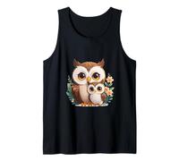 Linda mamá y bebé búho Familia Amor ilustración Camiseta sin Mangas