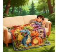 Linda Manta de Dinosaurio Sonriente, Forro Polar de Franela súper Suave, acogedora y cálida Ligera para Cama, sofá, Viajes, impresión HD, Regalo para niños 70 * 100cm